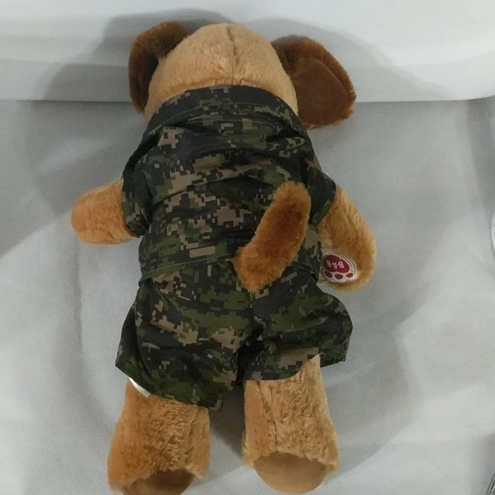 𝅺Build-A-Bear Brown Puppy Dog in Army Military Camo Outfit Plush Stuffed Animal